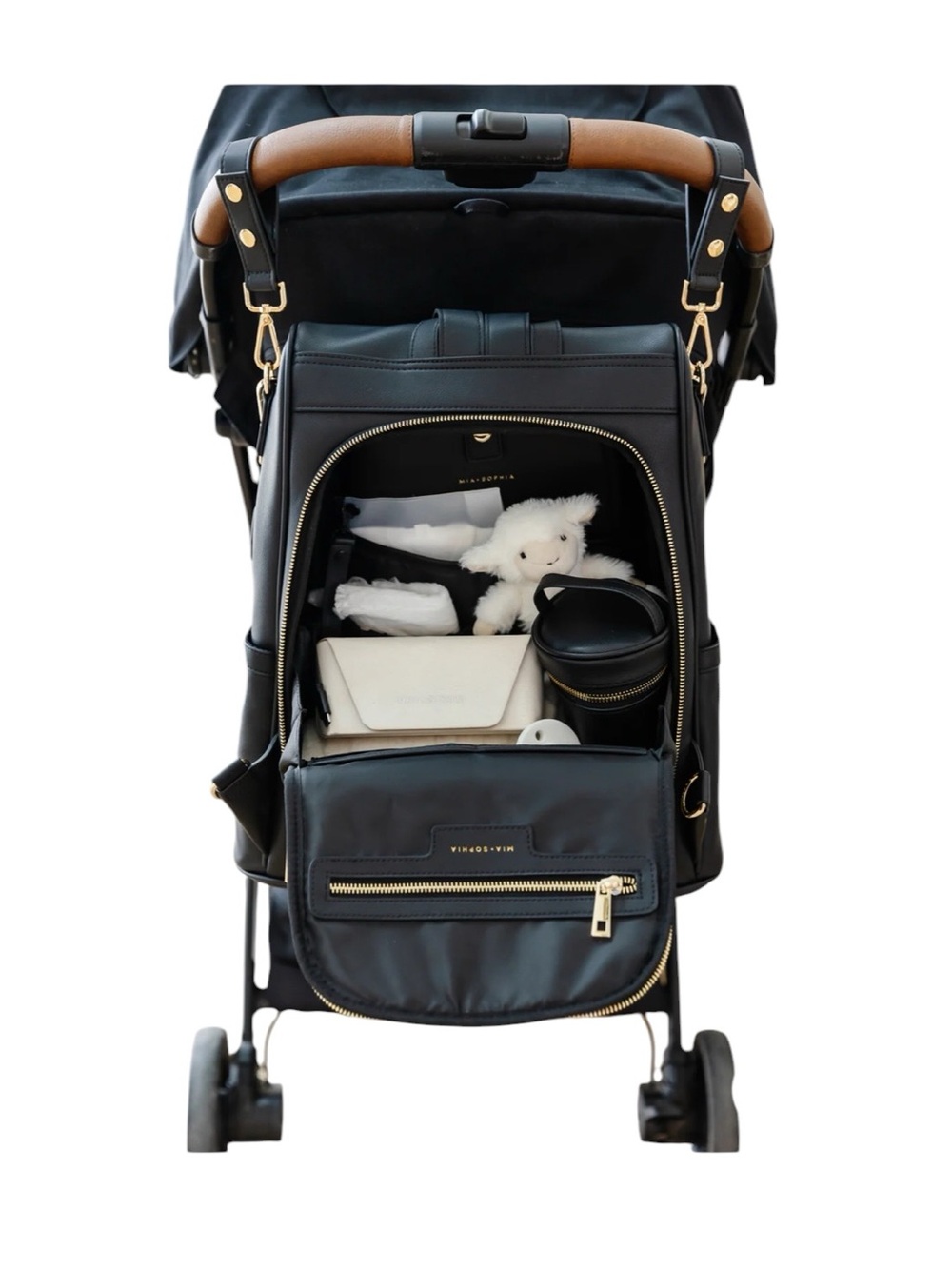 Mia + Sophia The Mia Vegan Leather Black Diaper Bag - Picture 7 of 7